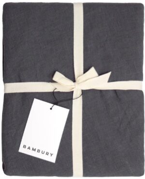 French Linen Round Tablecloth 228Cm Charcoal