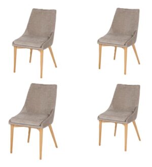 Eva Grey Mist Fabric Set Of 4 Dining Chairs