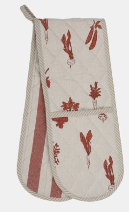Root Veggie Double Oven Glove Rust Recycled Cotton