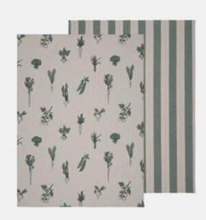 Root Veggie Kitchen Towel 2Pk Green Recycled Cotto