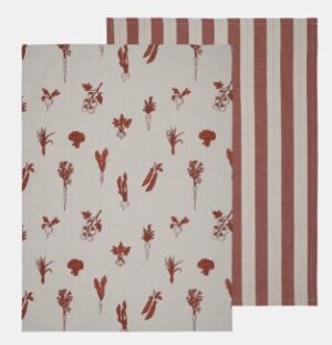 Root Veggie Kitchen Towel 2Pk Rust Recycled Cotton