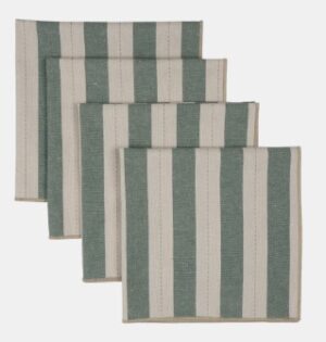 Dobby Stripe Cloth Napkins Green 4Pk Recycled Cott