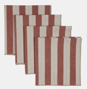 Dobby Stripe Cloth Napkins Rust 4Pk Recycled Cotto