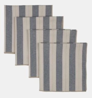 Dobby Stripe Cloth Napkins Slate 4Pk Recycled Cott