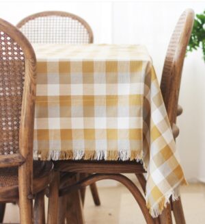 Double Check Tablecloth Yellow Sunset 140X240Cm