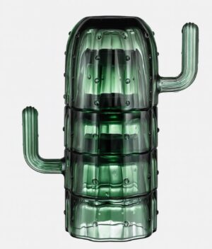 Cactus Stackable Tumblers Set Of 4 Green Glass