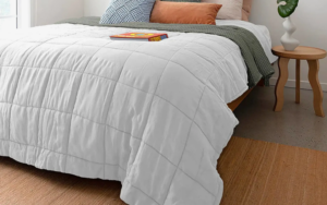 Linen Quilted Queen/King Coverlet Ivory 250X260Cm