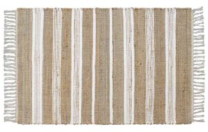 Dune White Stripe Jute & Cotton Indoor Rug 90X60Cm