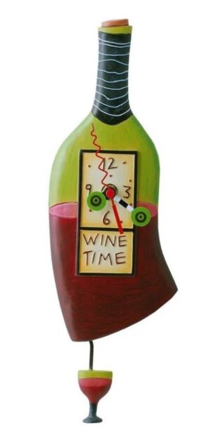 Wine Time Pendulum Clock 34Cm Order In