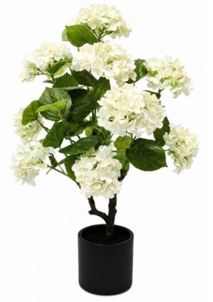 Real Touch White Hydrangeas In Black Pot 820H