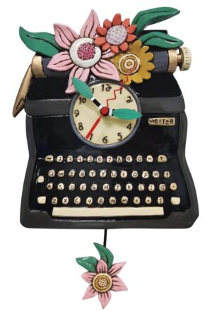 Black Vintage Typewriter Pendulum Clock 34Cm Order