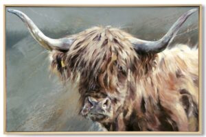 Highland Cow Brushed Canvas Print Wall Art 90X60Cm