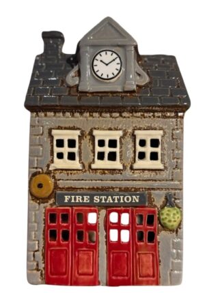 Ceramic Fire Station Tealight House 12X7X19.5Cm