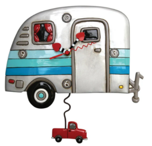 Happy Campers Silver Pendulum Clock 26X28Cm Order