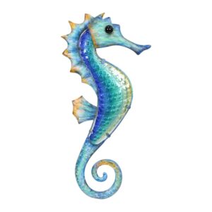 Metal And Glass Seahorse Wall Art 42Cm