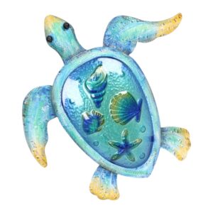 Metal And Glass Turtle Wall Art 32Cm