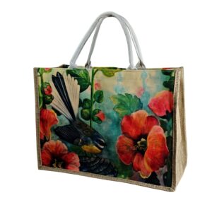 Fantail Hibiscus Shopping Bag 45X33X20Cm Jute & Po