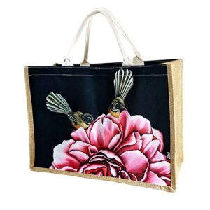Fantails On A Rose Shopping Bag 45X33X20Cm Jute &