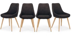 Bari Dark Grey Boucle Fabric Chair Set Of 4