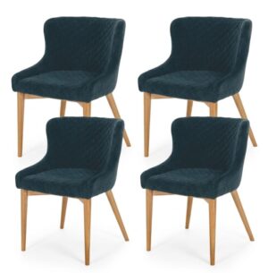 Paris Dining Chair In Blue Strata Velvet Set Of 4