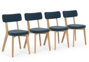 Prego Blue Strata Velvet Dining Chair Set Of 4